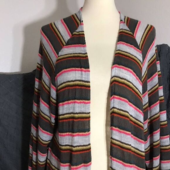 Hummingbird Stripped Cardigan Duster Size S/M - Picture 5 of 7